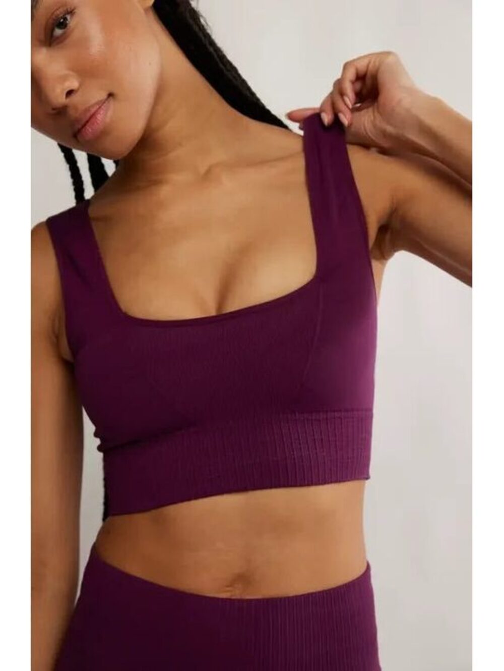 FP Movement Good Karma Square-Neck Sports Bra - Berry / Plum